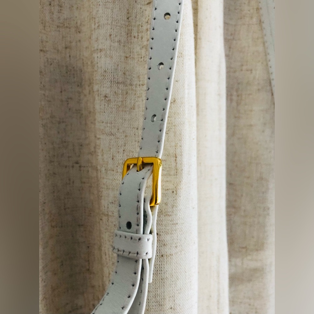 Altuzarra Straw Crossbody with White Leather Trim and Gold Buckle - Picture 7 of 8